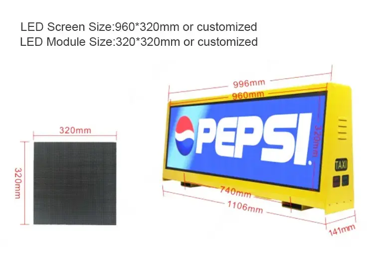 Car/Taxi Top LED Display Standard Cabinet Performance View