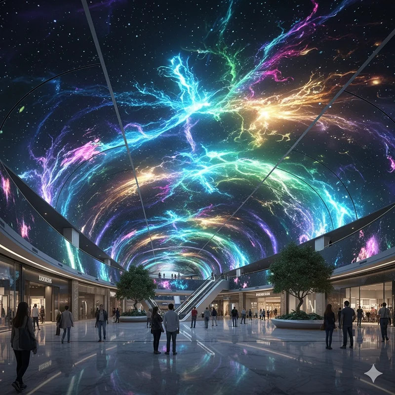 Flexible LED screens in retail shopping mall application Flexible LED screens in retail shopping mall application