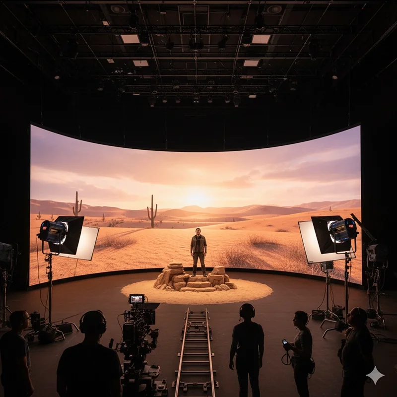 Virtual production LED wall in XR film studio Virtual production LED wall in XR film studio