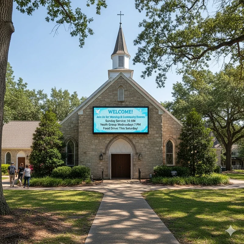 Outdoor LED display screen for church events and announcements Outdoor LED display screen for church events and announcements