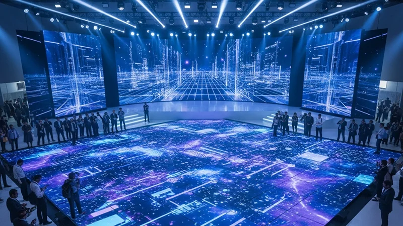 LED screen floor at trade show LED screen floor at trade show