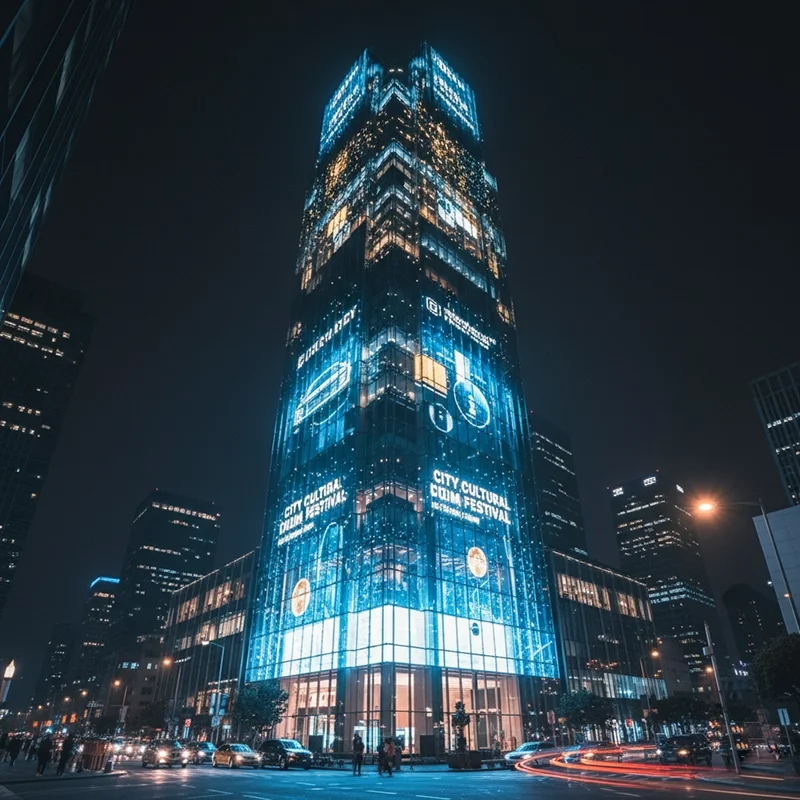 outdoor transparent LED video wall on building outdoor transparent LED video wall on building