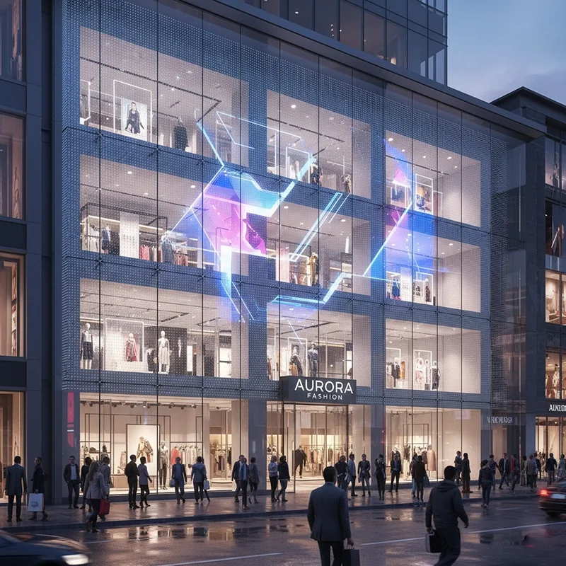 transparent LED display in retail glass facade transparent LED display in retail glass facade